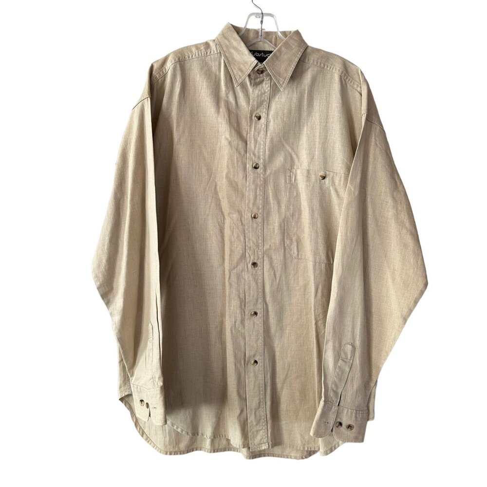 Substudio Linen Blend Button Up Shirt Medium Long Sleeve Beige UAB Beach Desert